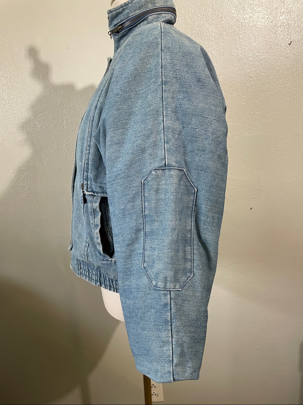 90s Convertible Denim Jacket Vest Zip Off Sleeves Hooded M Unisex Sasson VTG - Picture 7 of 12